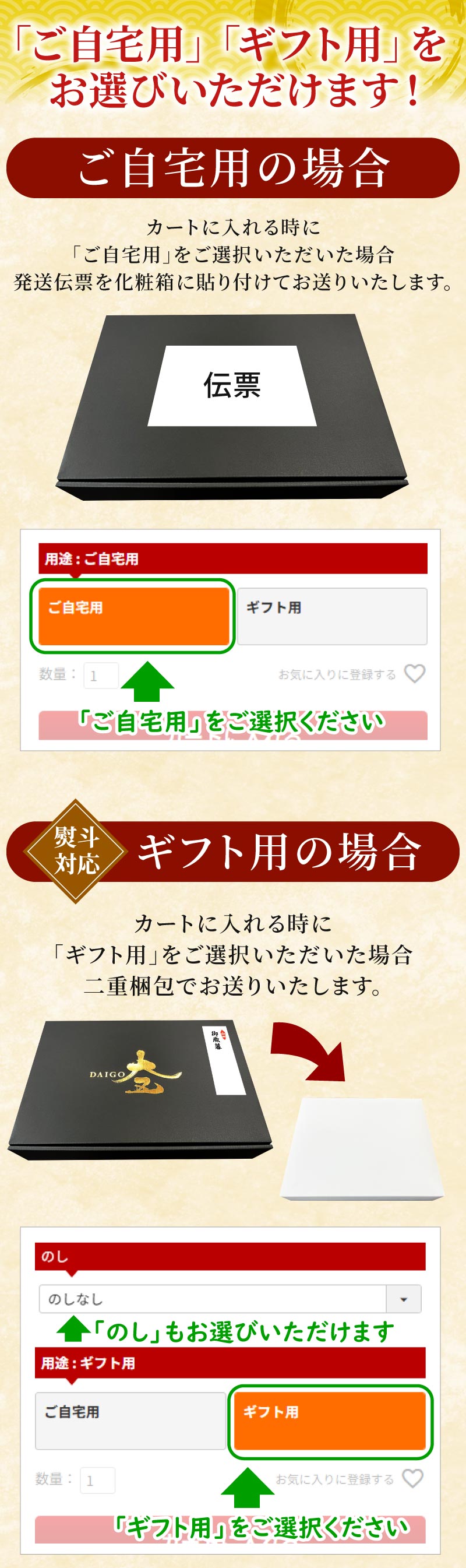 ご自宅用にも、ギフト用にも対応