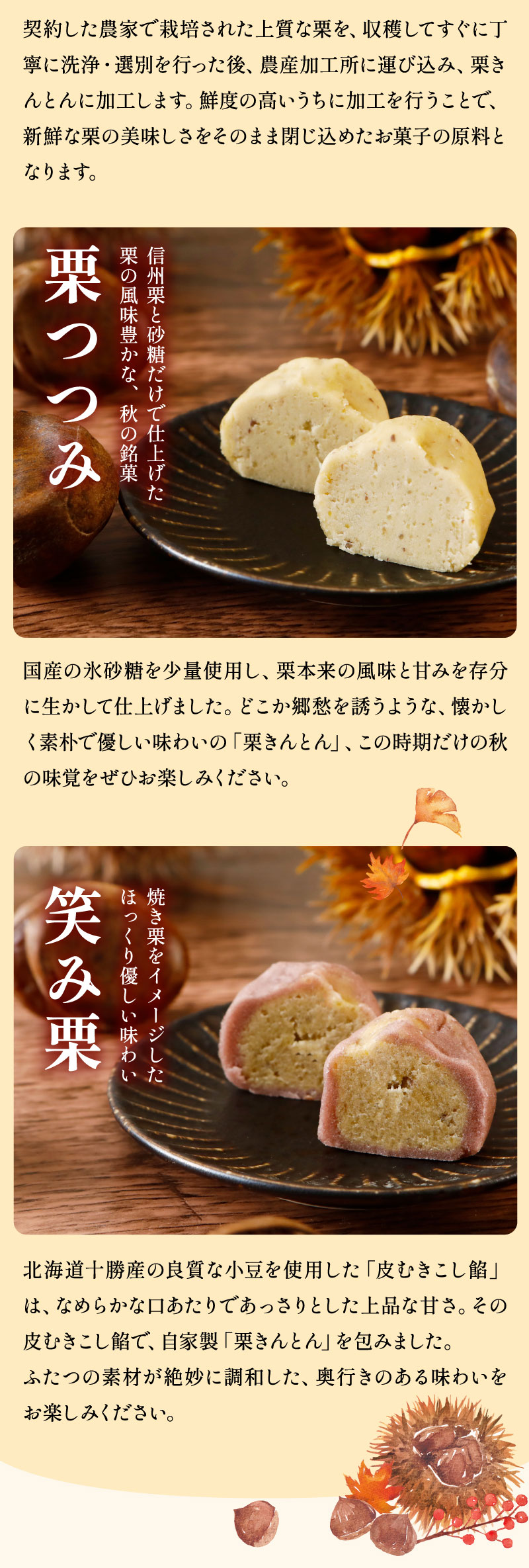栗ごのみ／国産栗100％使用／笑み栗／栗つつみ