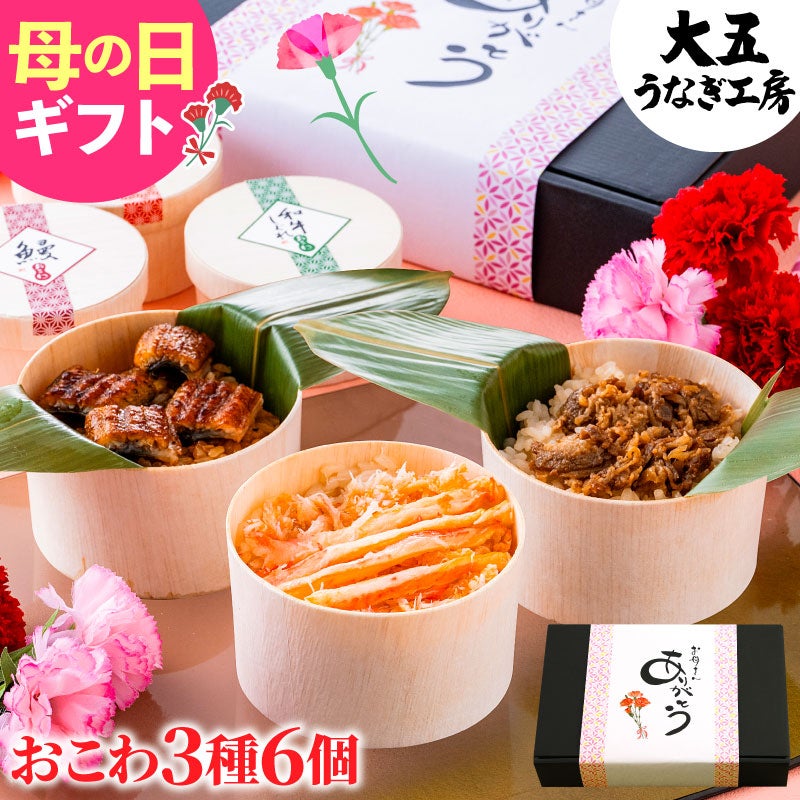 母の日ギフト バラエティおこわ うなぎ・かに・牛しぐれ(6個入